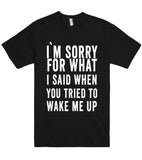 i`m sorry for what i said when you tried to  wake me up t shirt