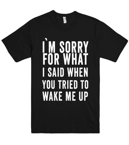 i`m sorry for what i said when you tried to  wake me up t shirt