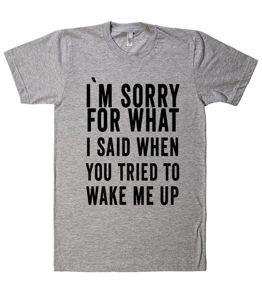 i`m sorry for what i said when you tried to  wake me up t shirt