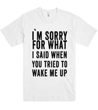 i`m sorry for what i said when you tried to  wake me up t shirt