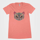 Psychedelic Cat Face Women`s Tee