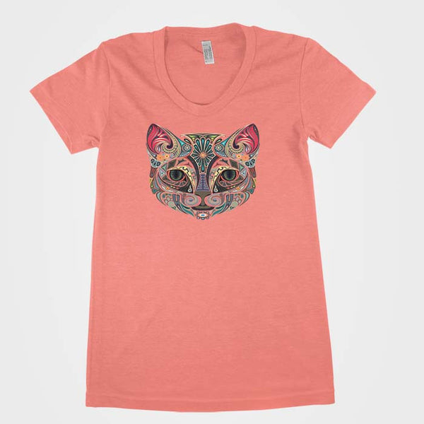 Psychedelic Cat Face Women`s Tee