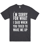 i`m sorry for what i said when you tried to  wake me up t shirt