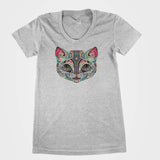 Psychedelic Cat Face Women`s Tee