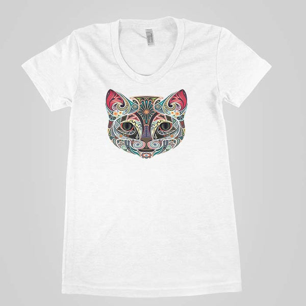 Psychedelic Cat Face Women`s Tee